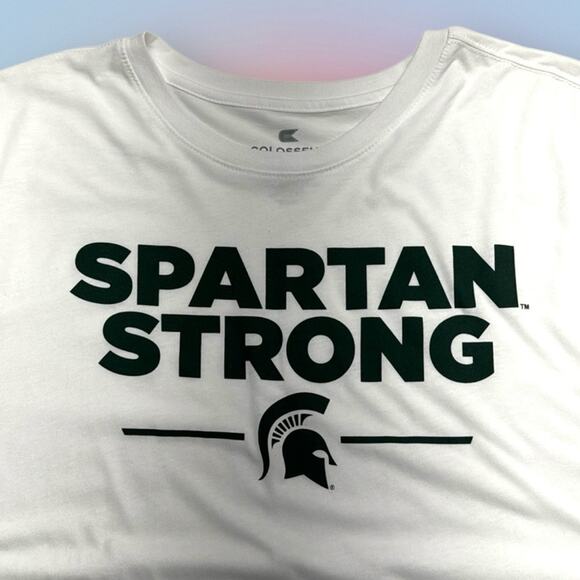 MICHIGAN STATE Men’s XXL White Long Sleeve SPARTAN STRONG T-Shirt - Picture 1 of 2